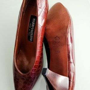 Mario Valentino Alligator Pumps Cognac
